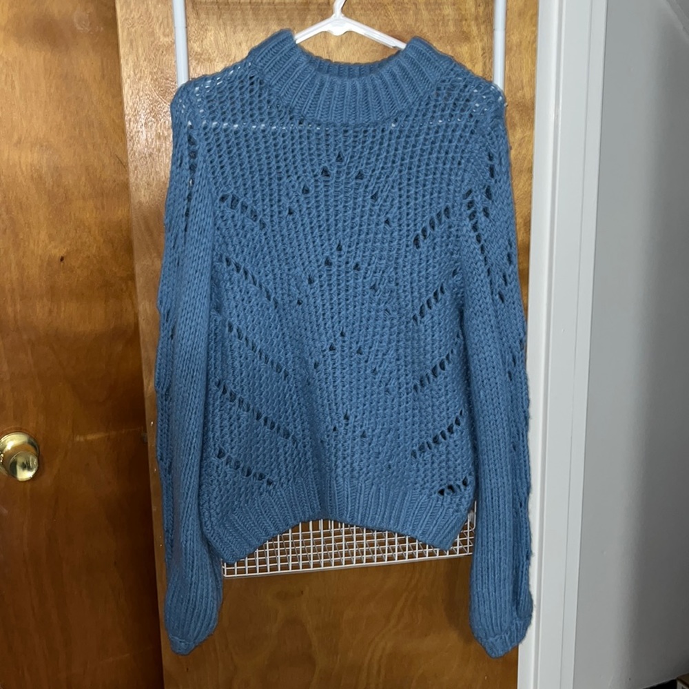 Blue Cable-knit Sweater